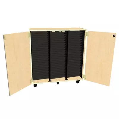 Wenger - Mobile Band/Orchestra 3-Column Folio Cabinet with Door - Fusion Maple