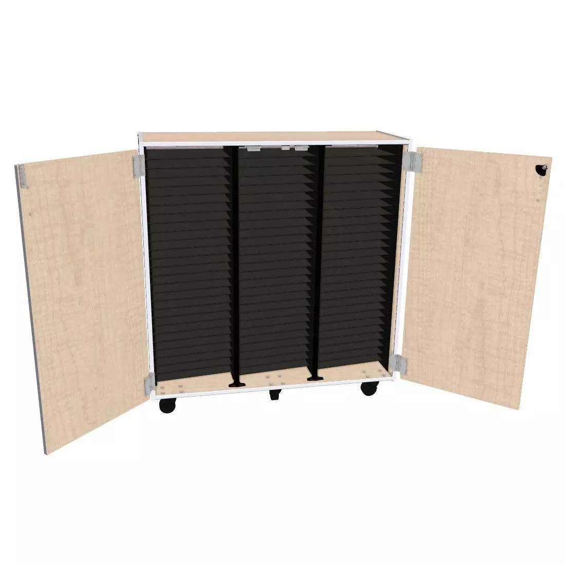 Mobile Band/Orchestra 3-Column Folio Cabinet with Door - Wenger Maple