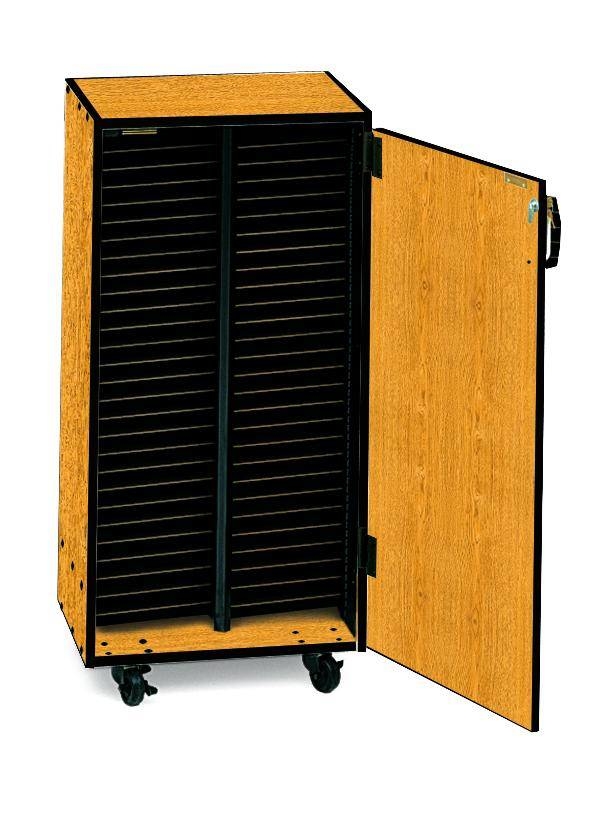 Mobile Choral Folio 2 Column Cabinet with Door - Solar Oak