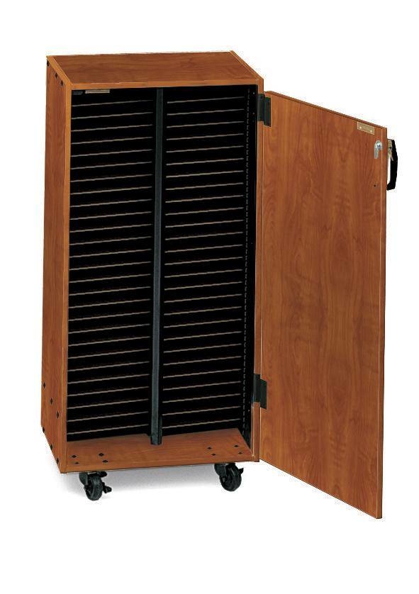 Mobile Choral Folio 2 Column Cabinet with Door - Cherry