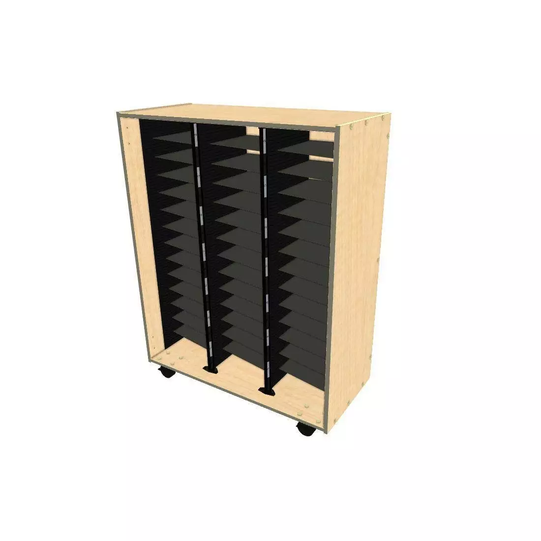 Mobile Choral Folio 3 Column Cabinet - Fusion Maple