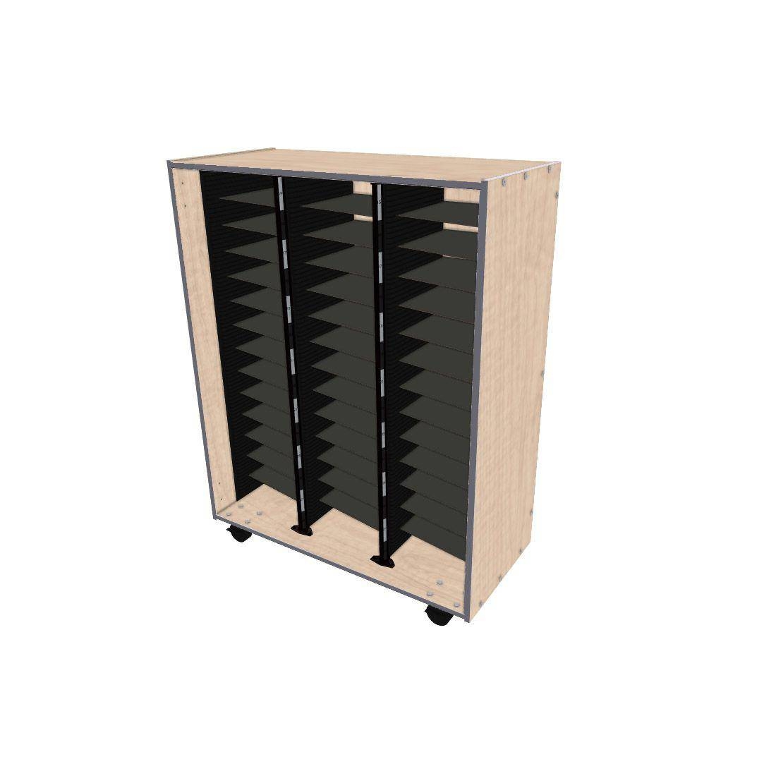 Mobile Choral Folio 3 Column Cabinet - Wenger Maple
