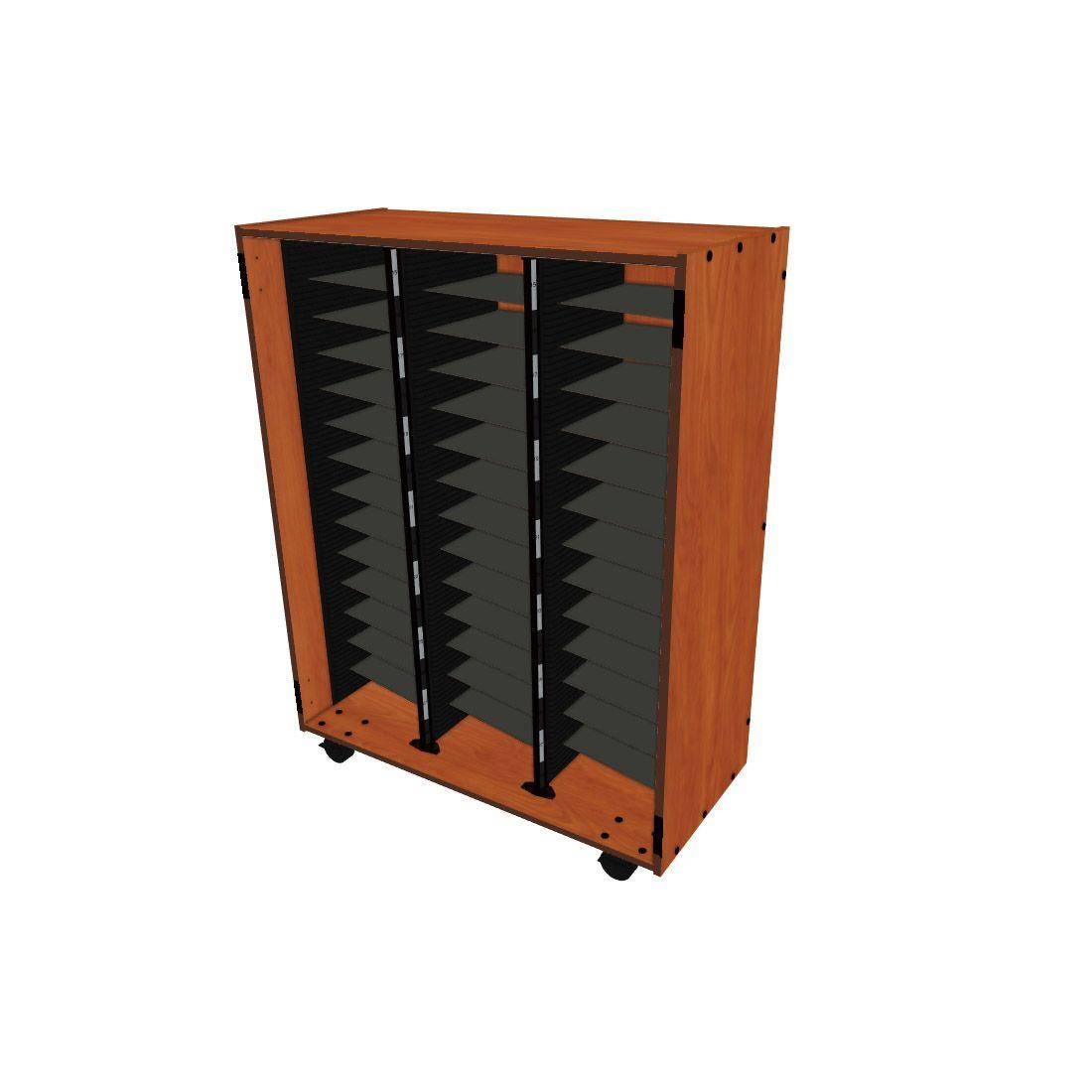 Mobile Choral Folio 3 Column Cabinet - Cherry