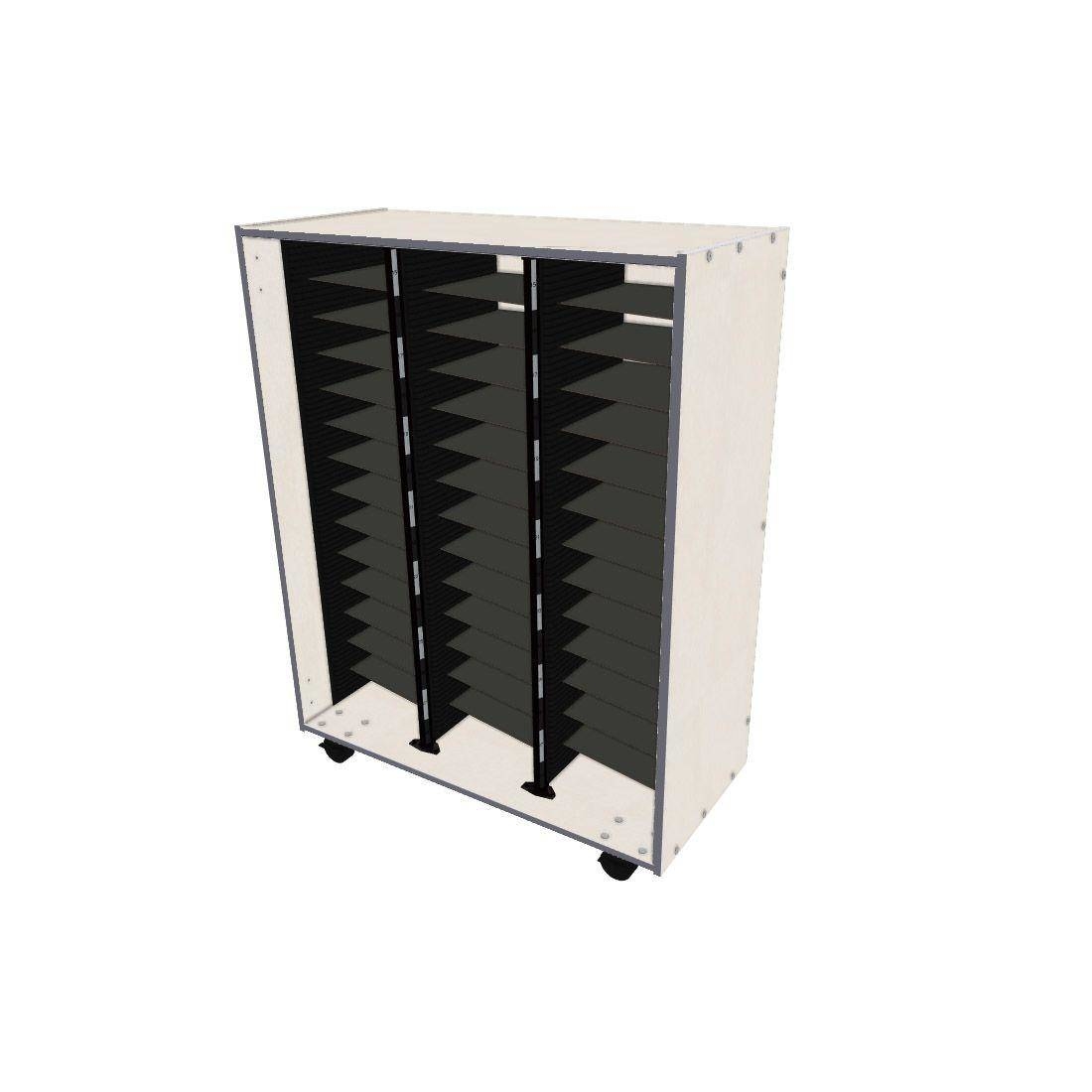 Mobile Choral Folio 3 Column Cabinet - Oyster