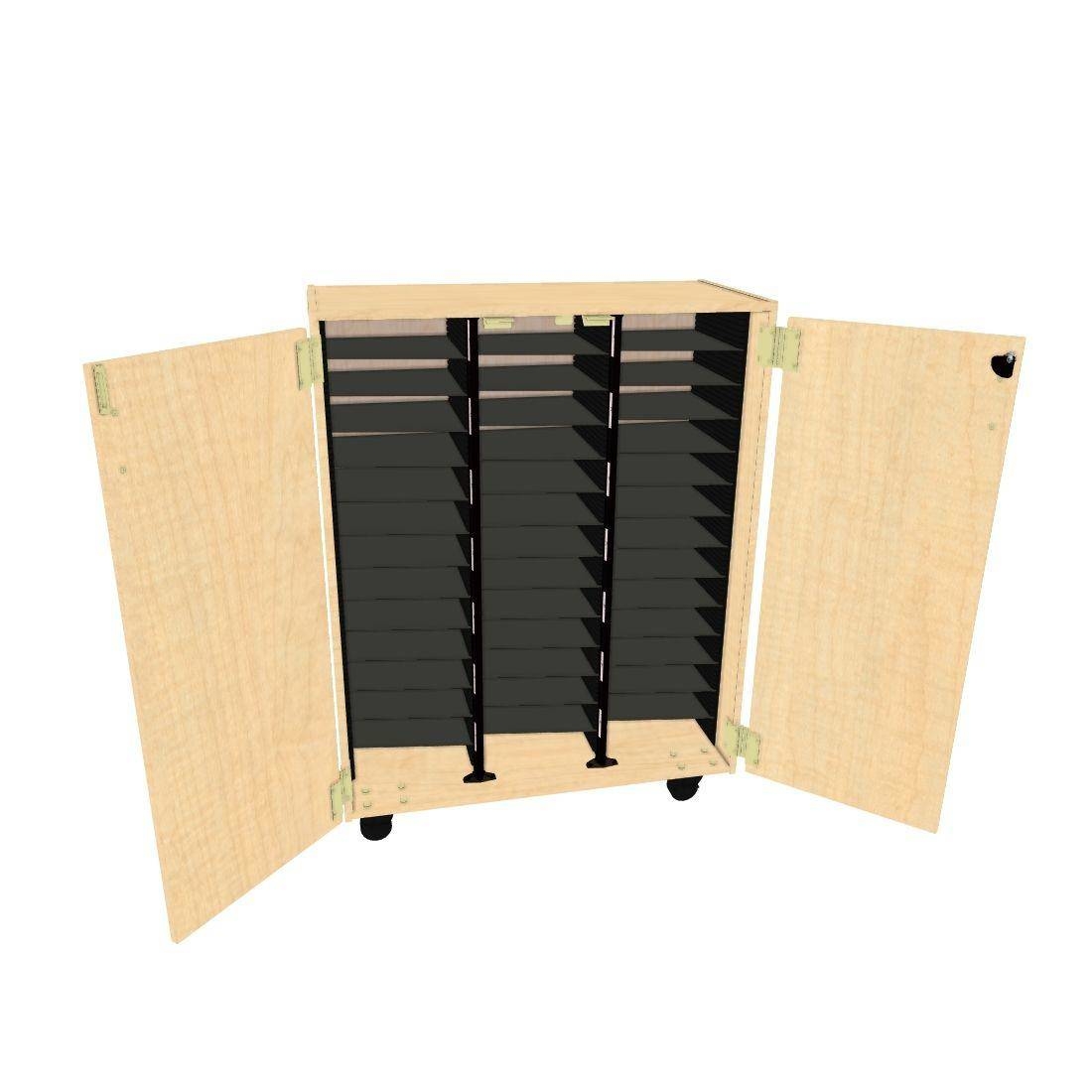 Mobile Choral Folio 3 Column Cabinet with Door - Fusion Maple