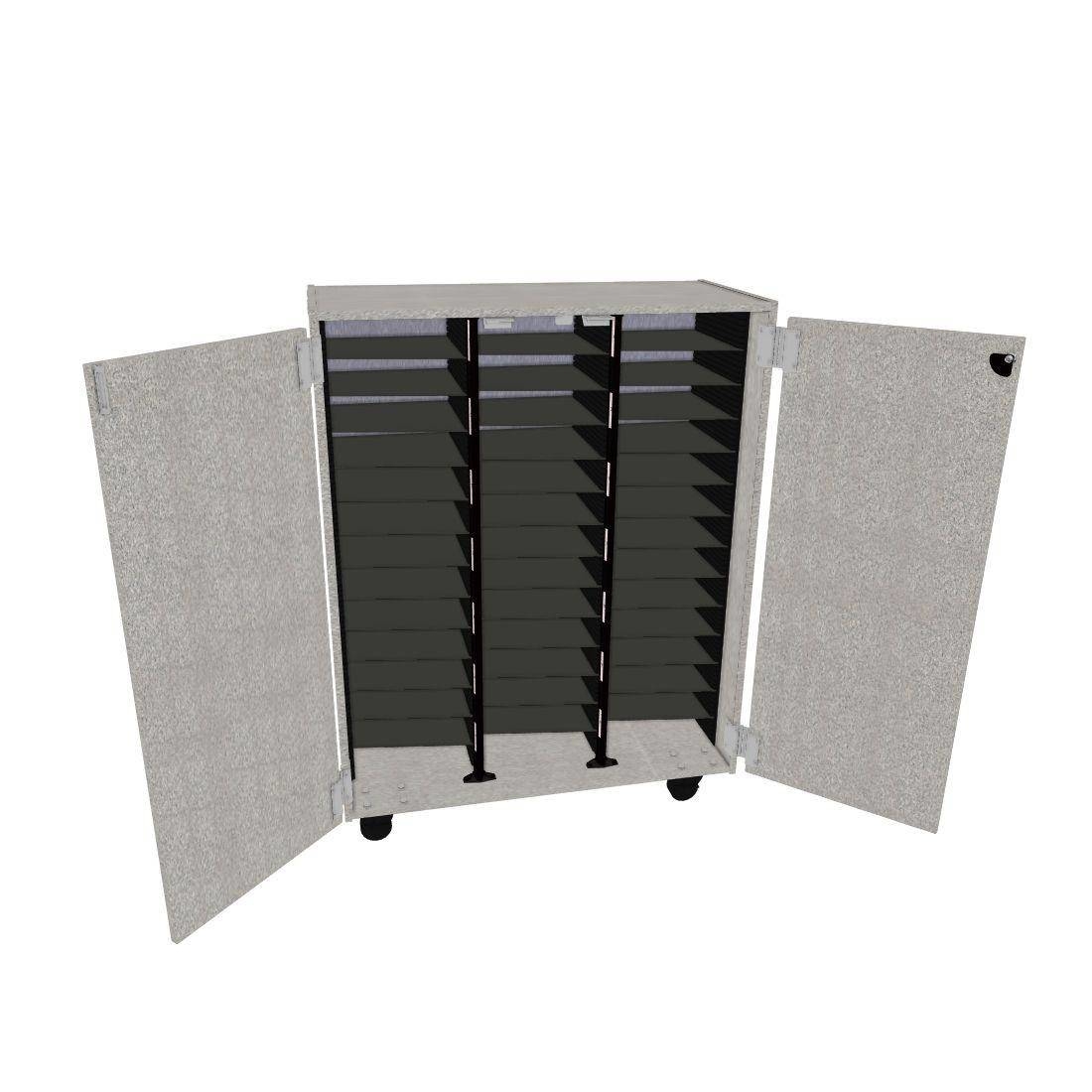 Mobile Choral Folio 3 Column Cabinet with Door - Pebble