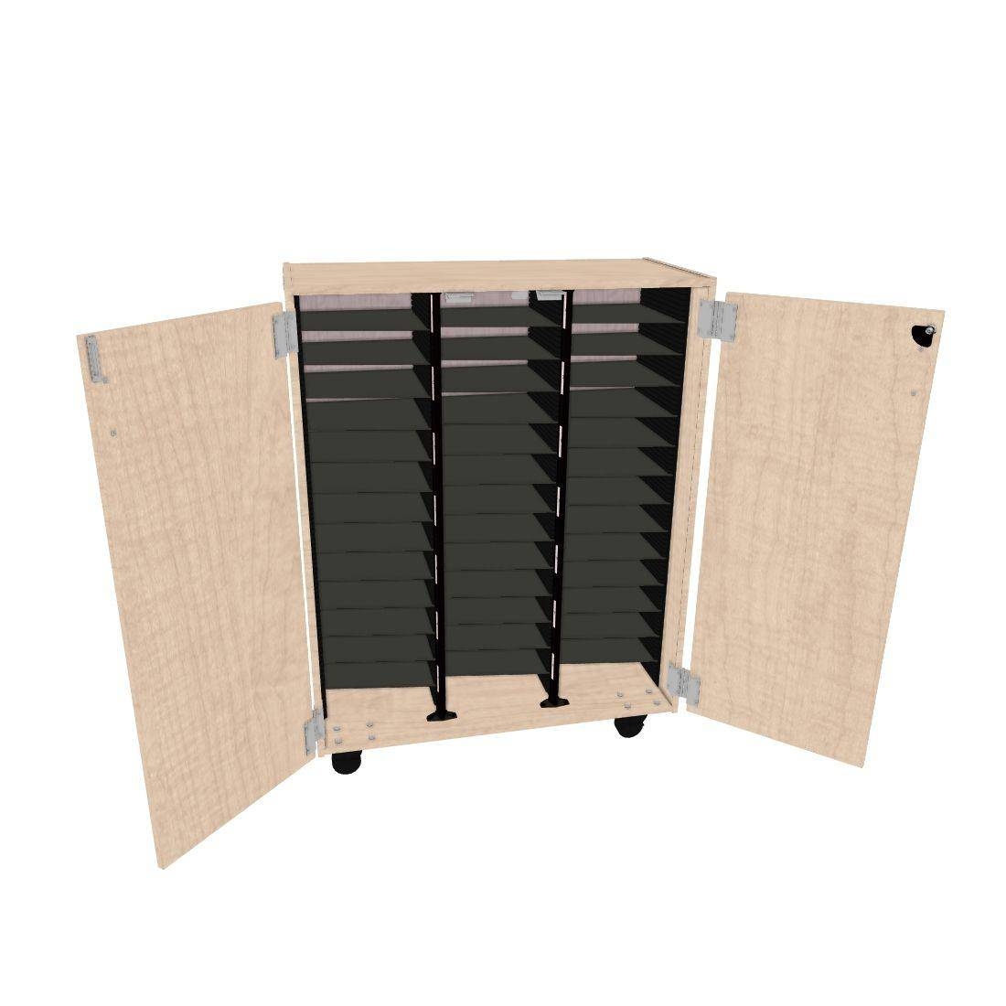 Mobile Choral Folio 3 Column Cabinet with Door - Wenger Maple