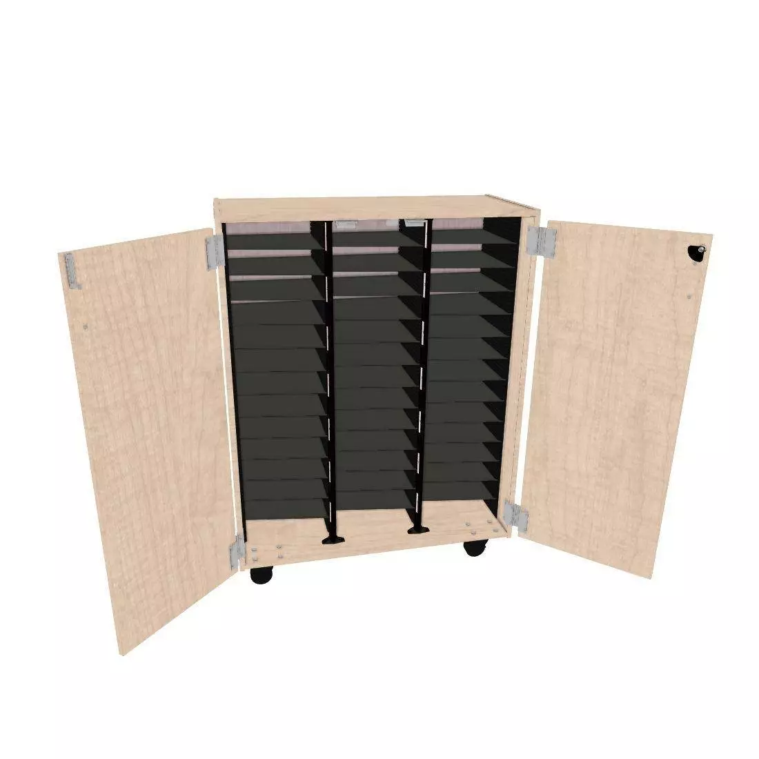 Mobile Choral Folio 3 Column Cabinet with Door - Wenger Maple