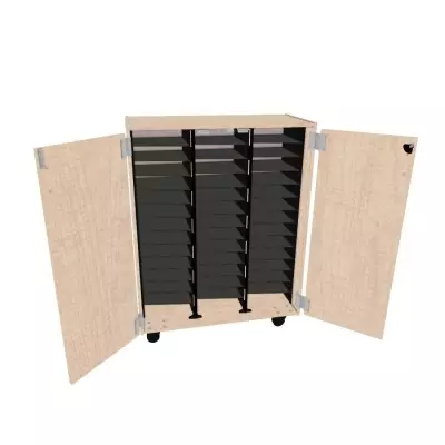 Wenger - Mobile Choral Folio 3 Column Cabinet with Door - Wenger Maple