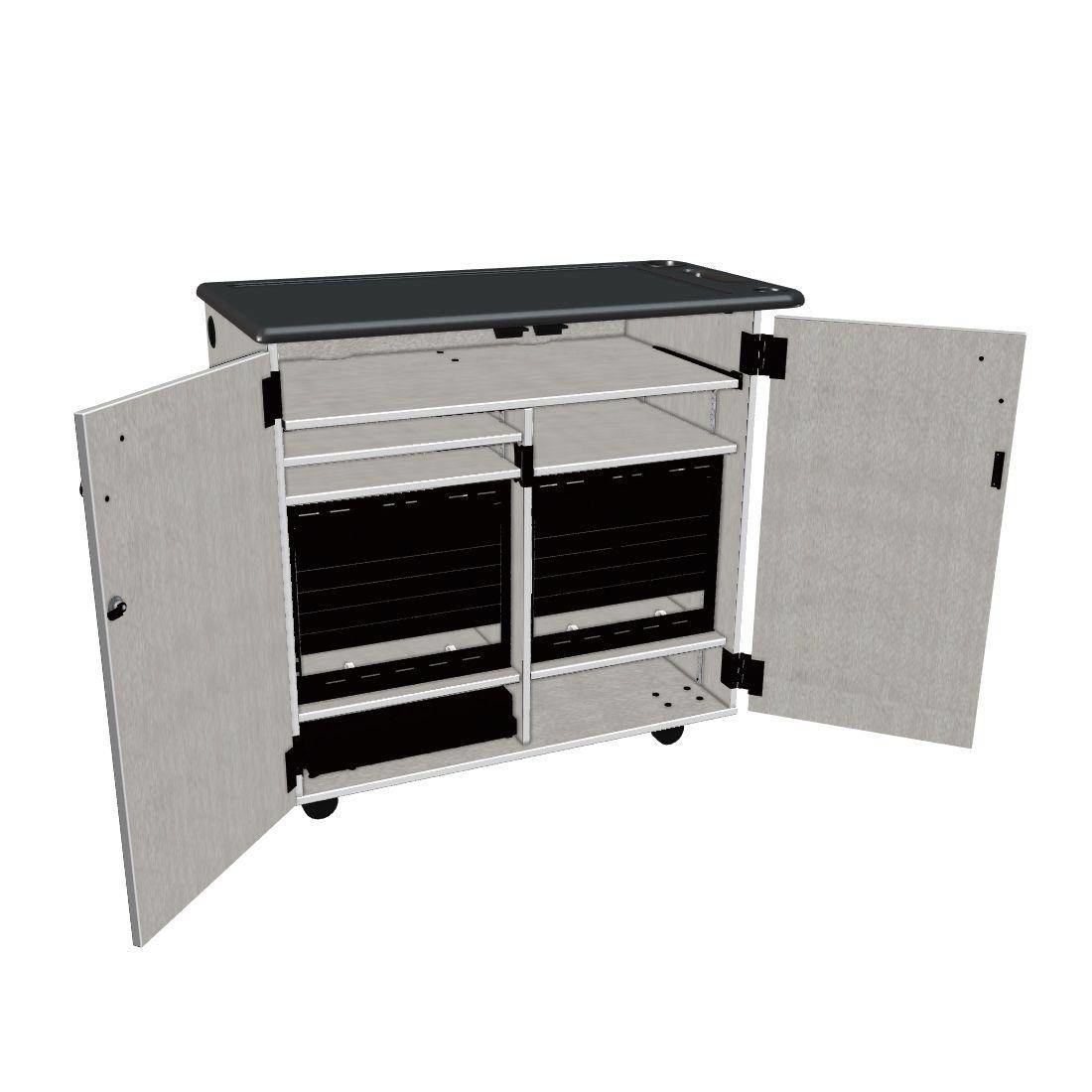 Mobile Media Rackmount 2 Column Cabinet - Pebble