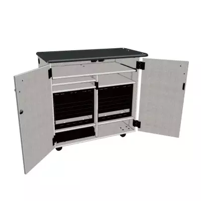 Wenger - Mobile Media Rackmount 2 Column Cabinet - Pebble