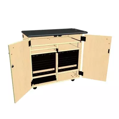 Wenger - Mobile Media Rackmount 2 Column Cabinet - Fusion Maple