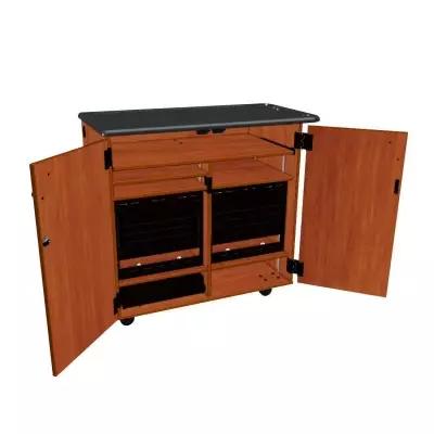 Wenger - Mobile Media Rackmount 2 Column Cabinet - Cherry