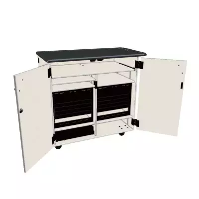 Wenger - Mobile Media Rackmount 2 Column Cabinet - Oyster