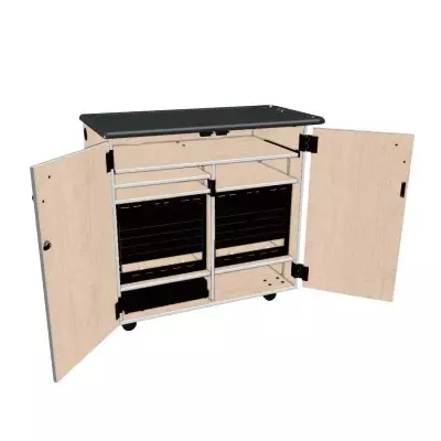 Wenger - Mobile Media Rackmount 2 Column Cabinet - Maple