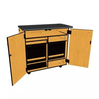 Wenger - Mobile Media Rackmount 2 Column Cabinet - Solar Oak