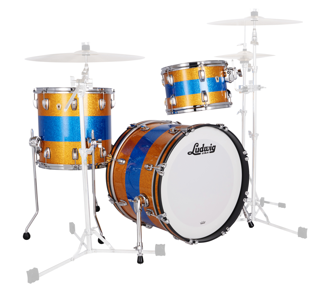 Classic Maple Downbeat 3-Piece Shell Pack (20,12,14) - Blue/Orange Triband