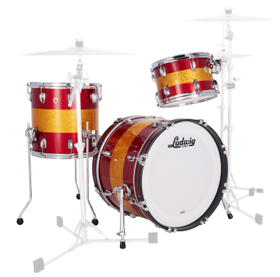 Ludwig Drums - Classic Maple Downbeat 3-Piece Shell Pack (20,12,14) - Red/Orange Triband