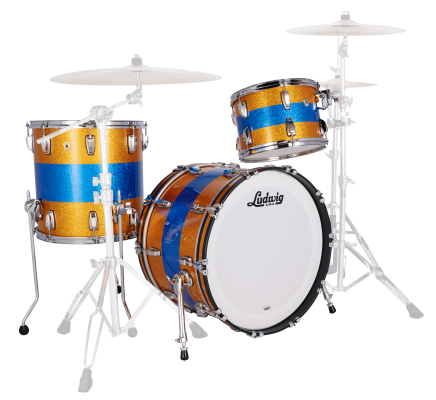 Ludwig Drums - Classic Maple Fab 22 3-Piece Shell Pack (22,13,16) - Blue/Orange Triband