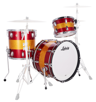 Ludwig Drums - Classic Maple Fab 22 3-Piece Shell Pack (22,13,16) - Red/Orange Triband