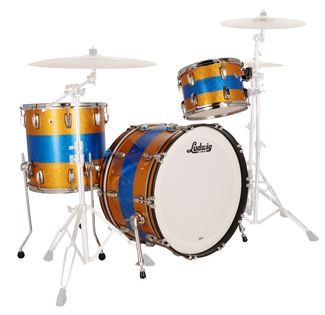 Classic Maple Pro Beat 3-Piece Shell Pack  (24,13,16) - Blue/Orange Triband