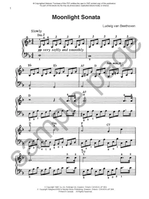 Moonlight Sonata Beethoven - Easy Piano - Sheet Music