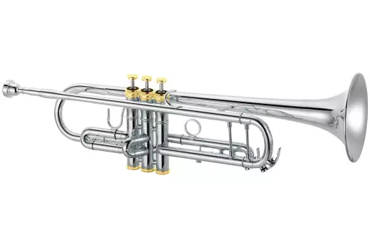 XO Professional Brass - 1602 Bb Trumpet with Reverse Lead-Pipe, Rose Brass Bell and Faster Taper - Silver-Plated with Gold Trim