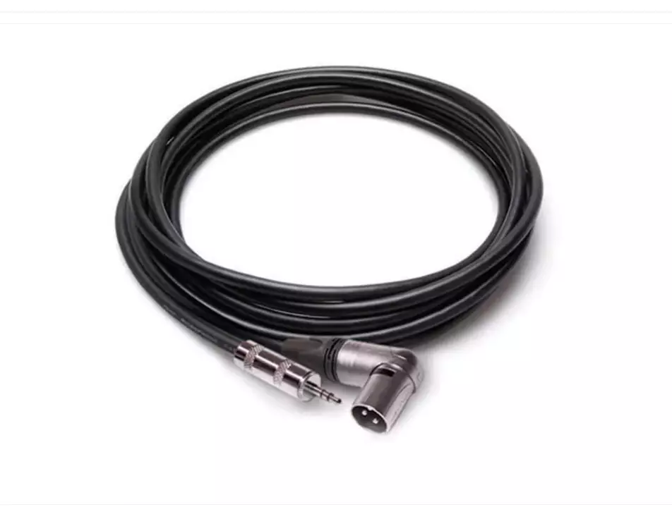 Camcorder Microphone Cable 3.5 mmTRS to Right Angle Neutrik XLR3M 1.5 ft