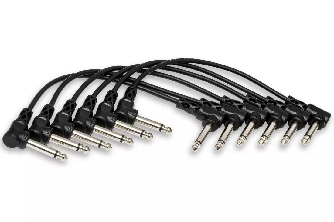 6\'\' Guitar Patch Cable Molded Right-Angle to Same (6-Pack)