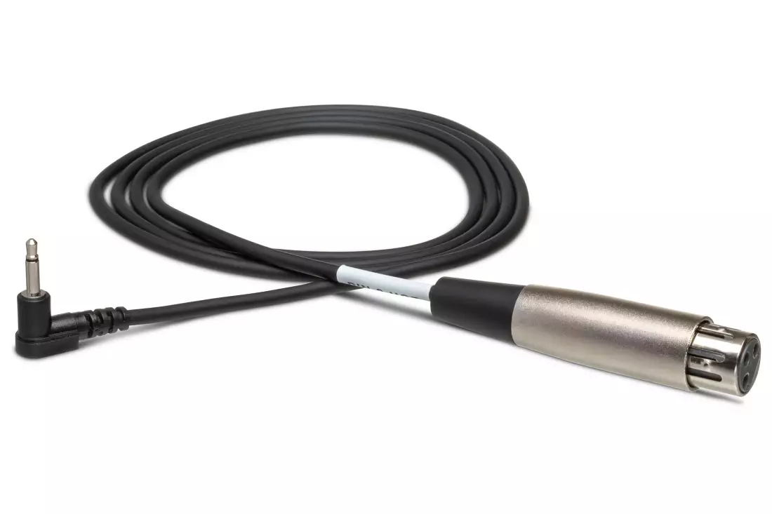 Microphone Cable, Right-angle 3.5mm TS to XLR3F - 5 Feet