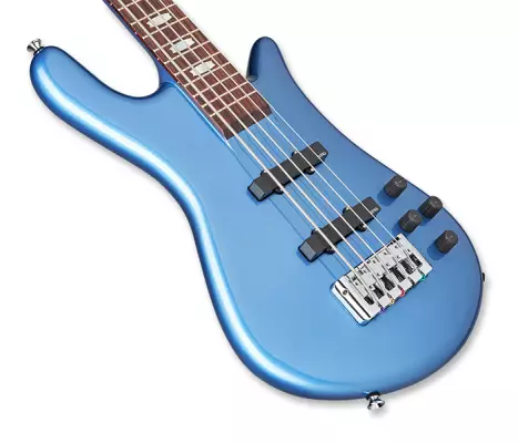 Euro 5 Classic 5-String Bass Guitar - Solid Metallic Blue Gloss