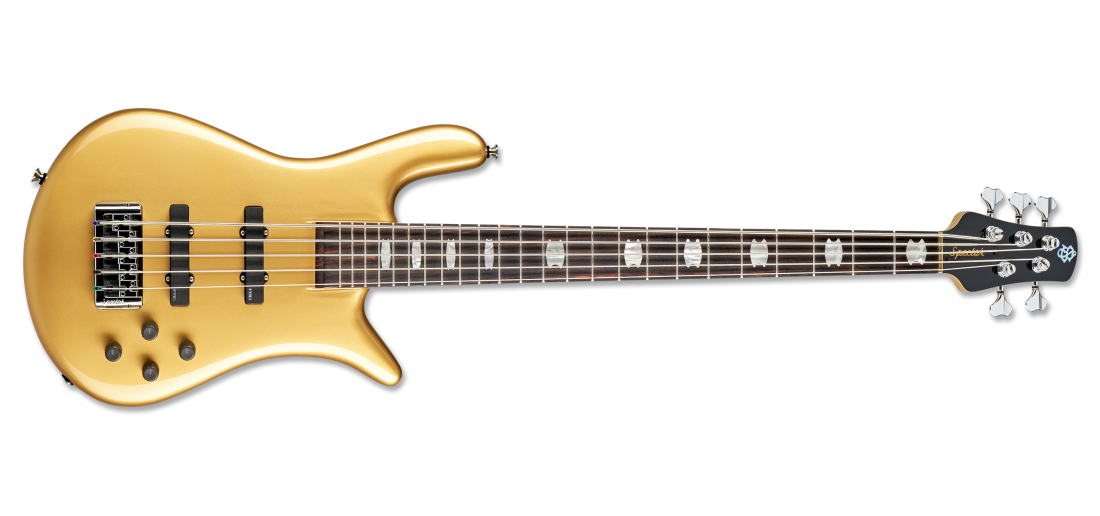 Euro 5 Classic 5-String Bass Guitar - Solid Metallic Gold Gloss