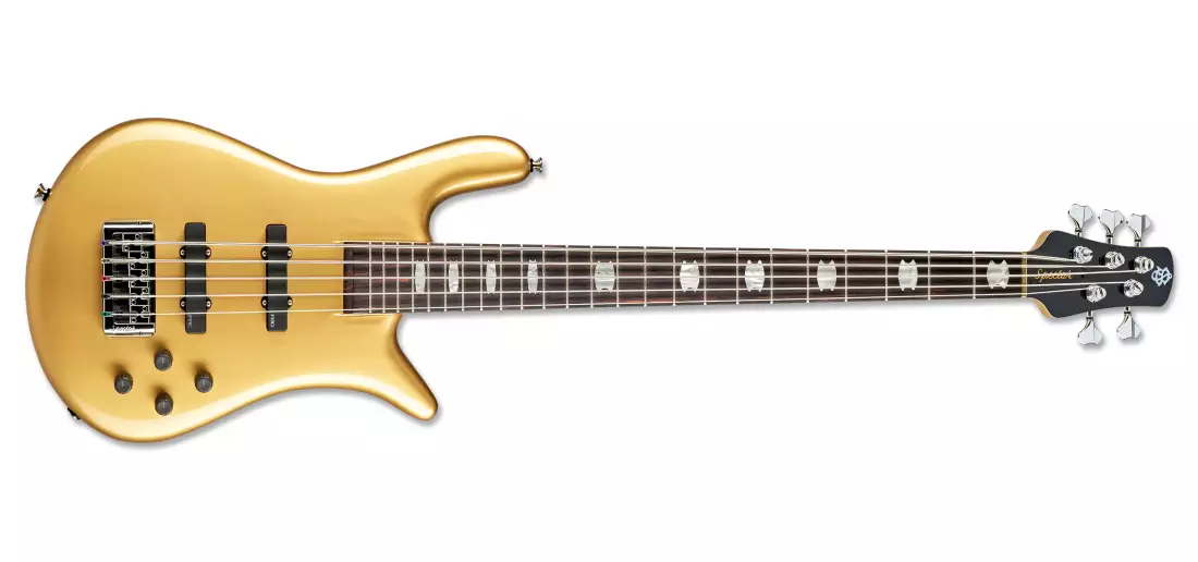 Euro 5 Classic 5-String Bass Guitar - Solid Metallic Gold Gloss