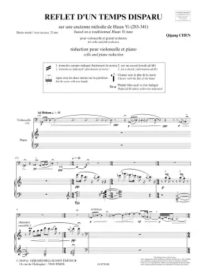 Reflet d\'un temps disparu - Chen - Cello/Piano Reduction - Book