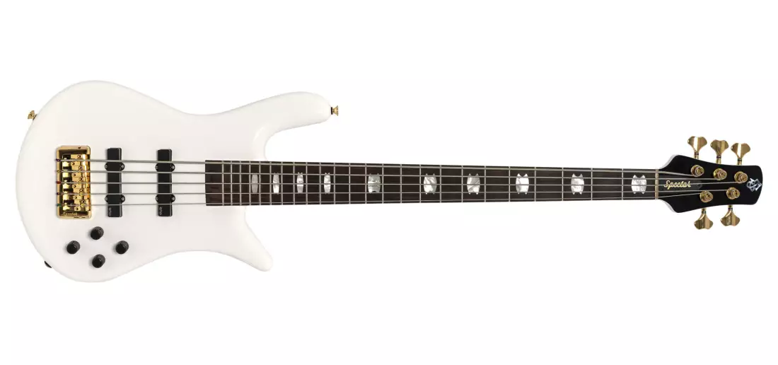 Euro 5 Classic 5-String Bass Guitar - Solid White Gloss