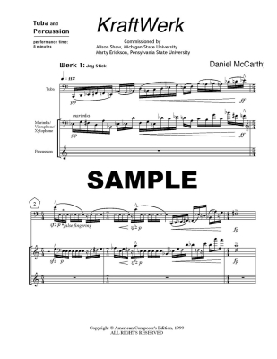 KraftWerk - McCarthy - Tuba/Percussion Duet - Score/Parts