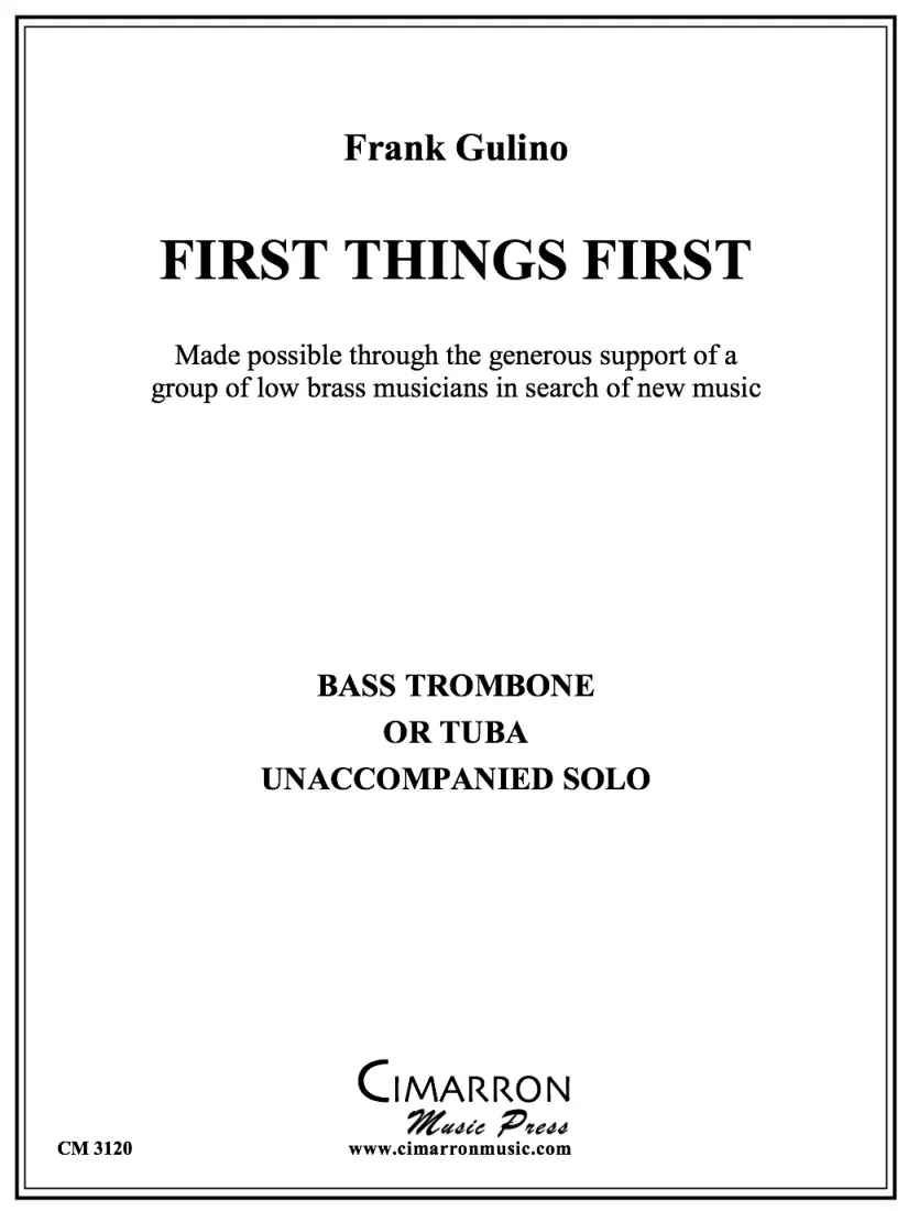 First Things First - Gulino - Solo Bass Trombone or Tuba - Book