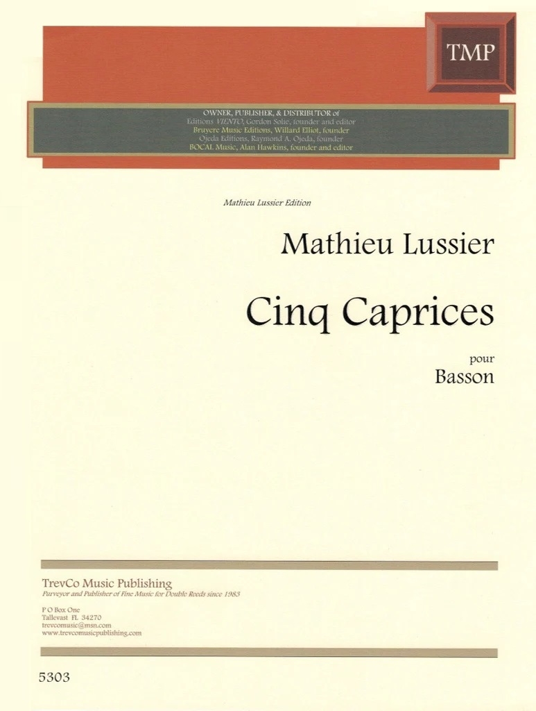 Cinq Caprices - Lussier - Solo Bassoon - Book