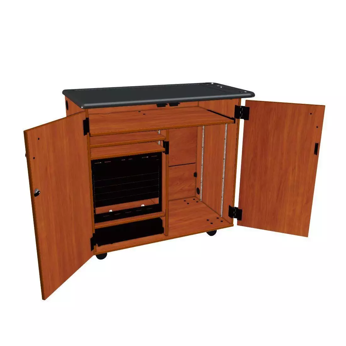 Mobile Media Rackmount/Standard 2 Column Cabinet - Cherry