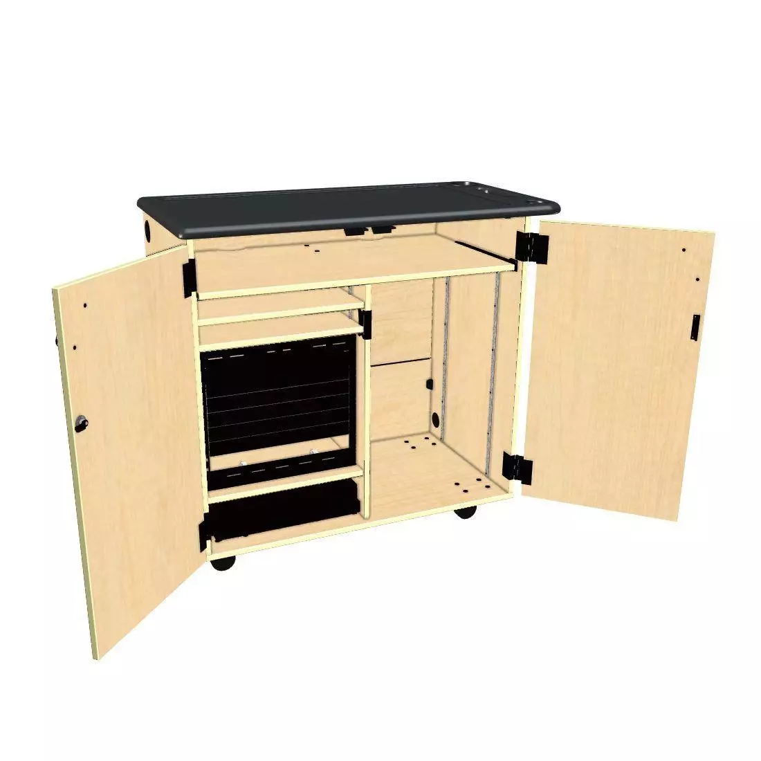 Mobile Media Rackmount/Standard 2 Column Cabinet - Fusion Maple
