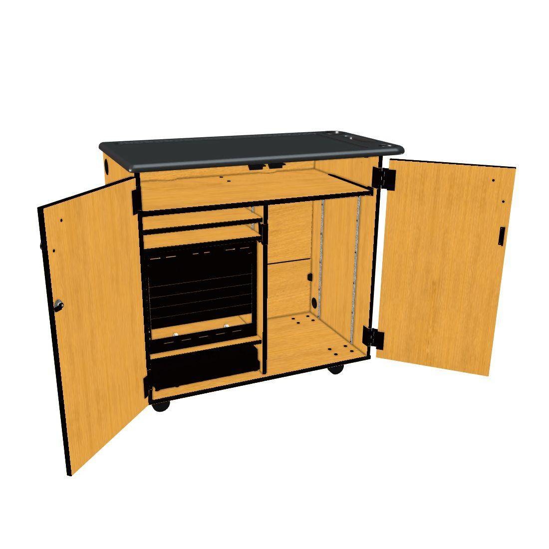 Mobile Media Rackmount/Standard 2 Column Cabinet - Solar Oak