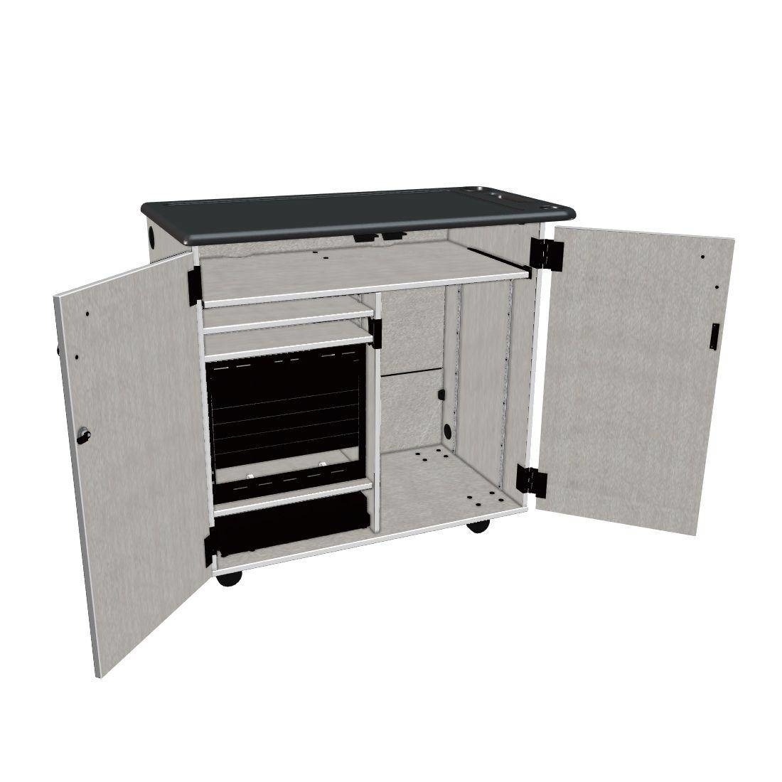 Mobile Media Rackmount/Standard 2 Column Cabinet - Pebble