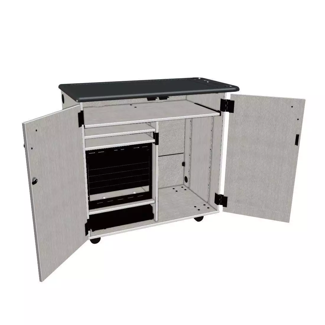 Mobile Media Rackmount/Standard 2 Column Cabinet - Pebble