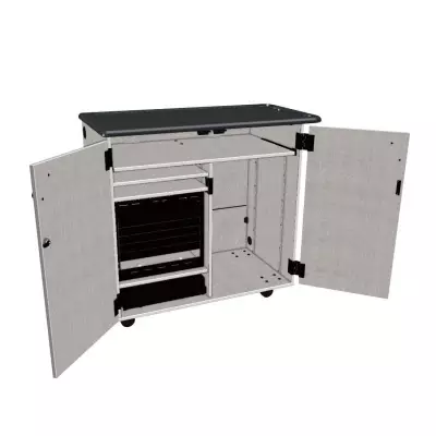 Wenger - Mobile Media Rackmount/Standard 2 Column Cabinet - Pebble