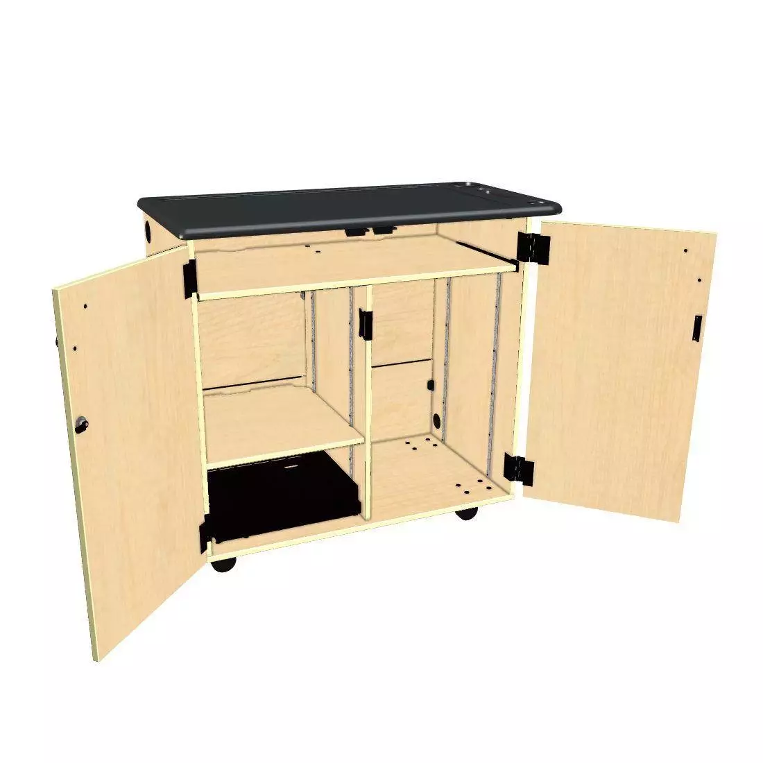 Mobile Media Standard 2 Column Cabinet - Fusion Maple