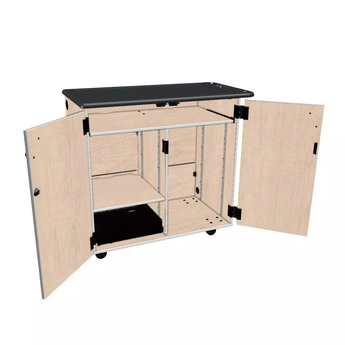 Mobile Media Standard 2 Column Cabinet - Wenger Maple