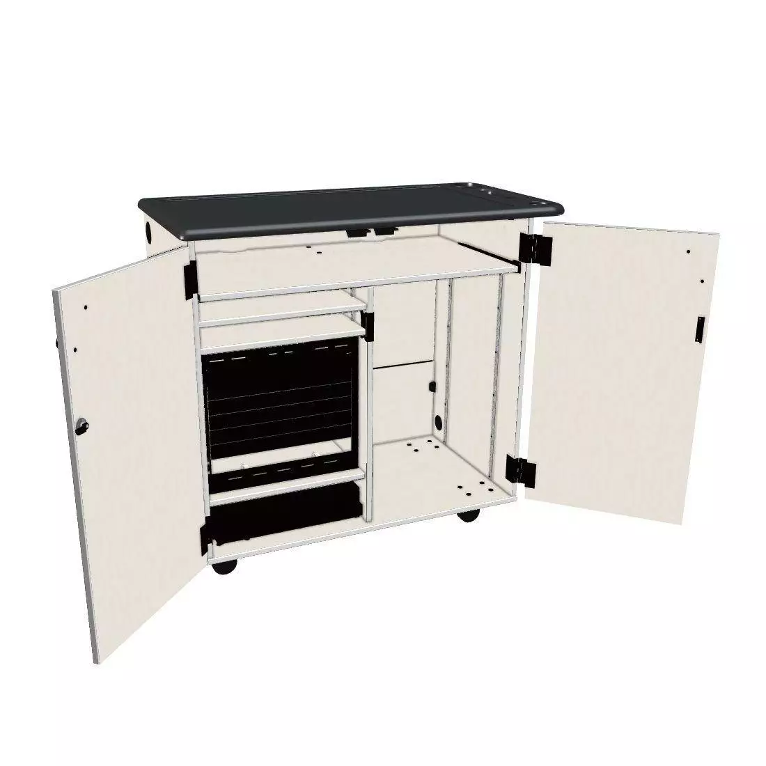 Mobile Media Standard 2 Column Cabinet - Oyster