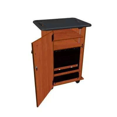 Wenger - Mobile Media Standard Single Column Cabinet - Cherry