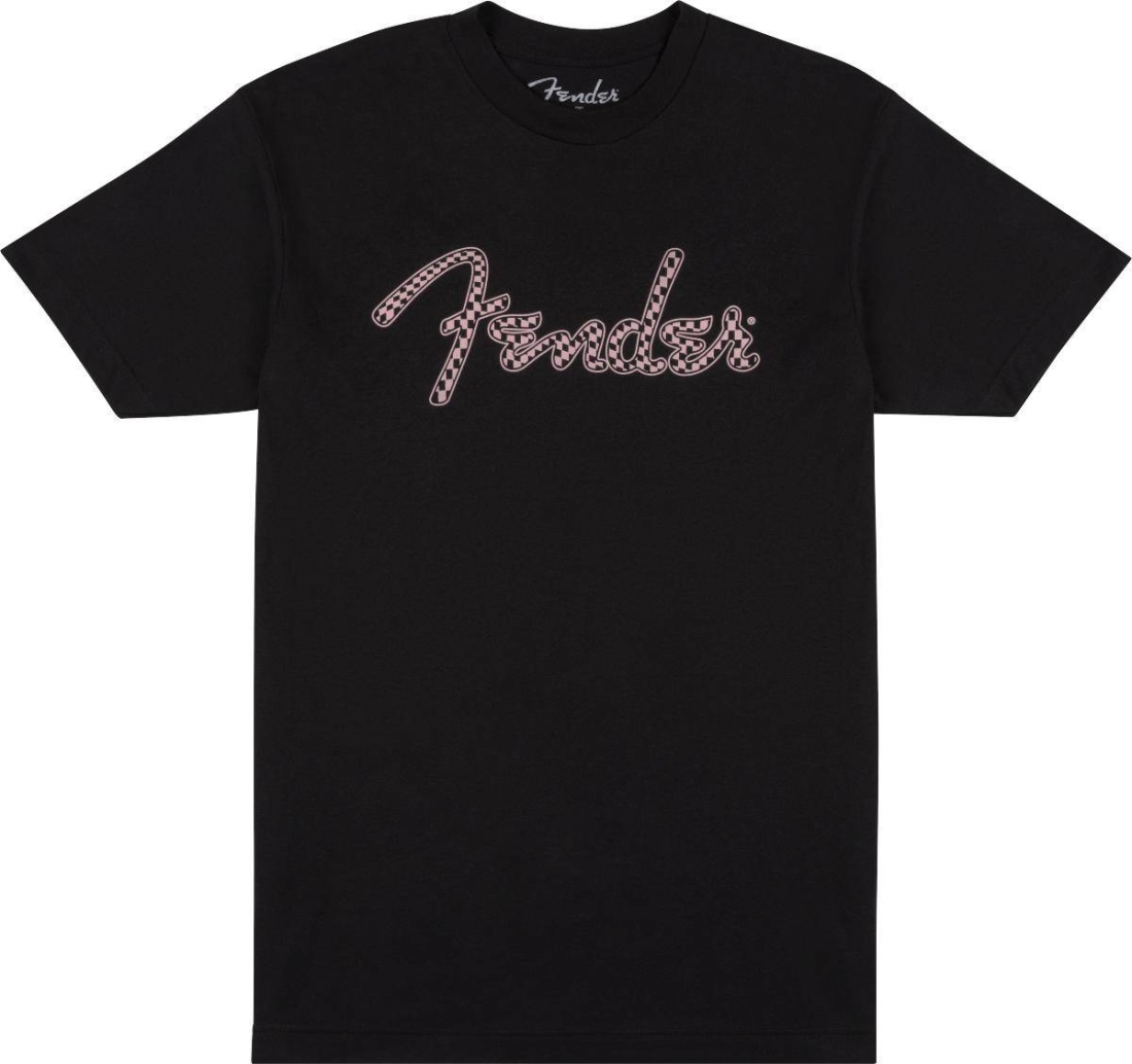 Fender Spaghetti Logo Wavy Checker Tee, Pink Checker - M