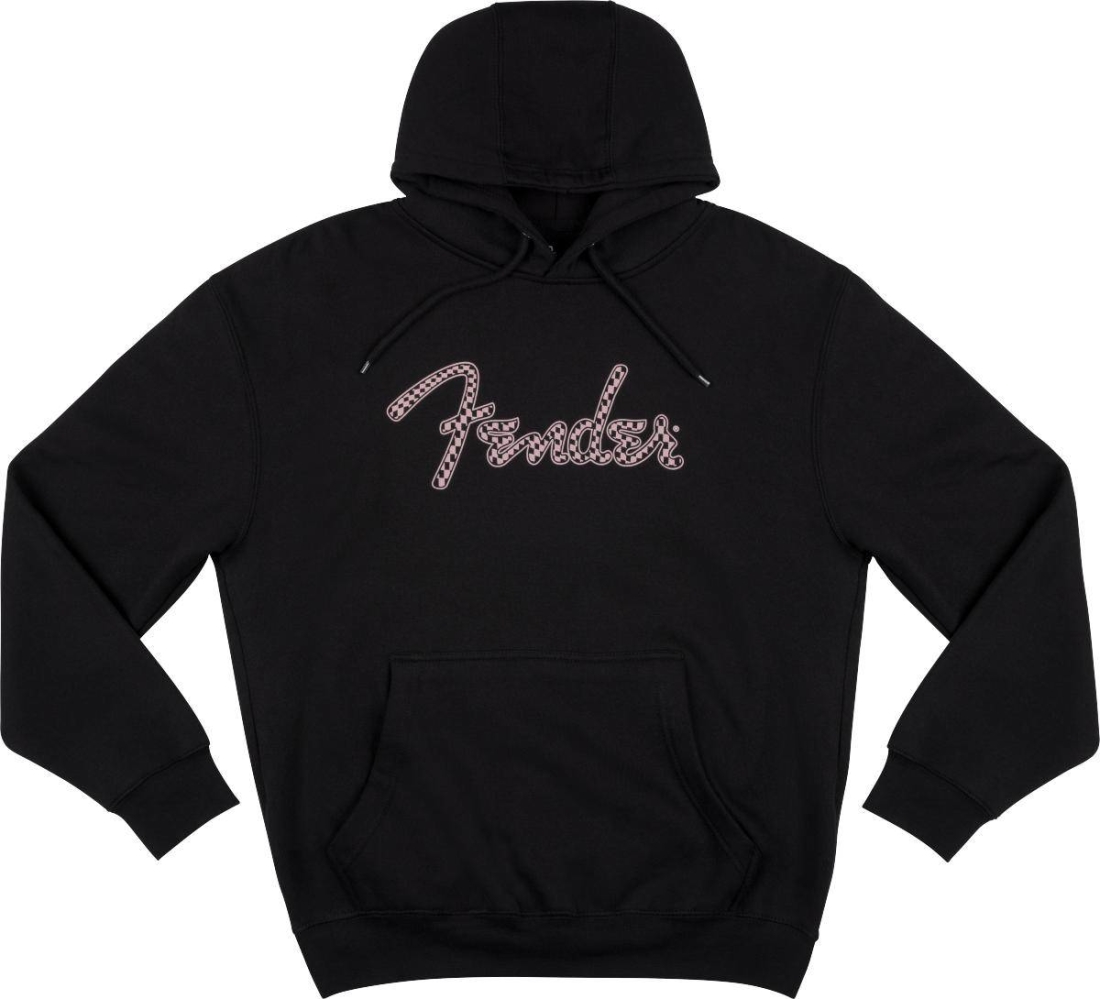 Fender Spaghetti Logo Wavy Checker Hoodie, Pink Checker - XXL